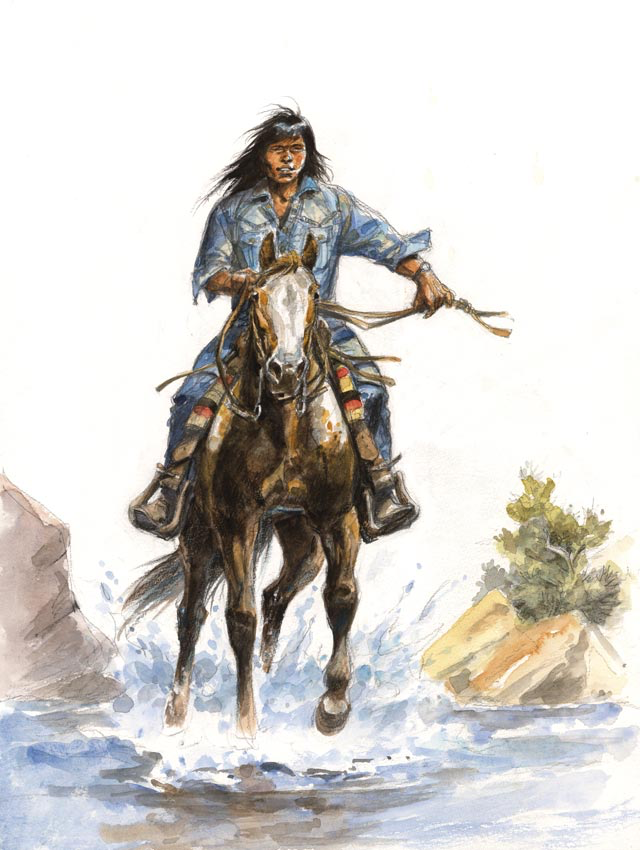 Amos à cheval (13x18 cm)